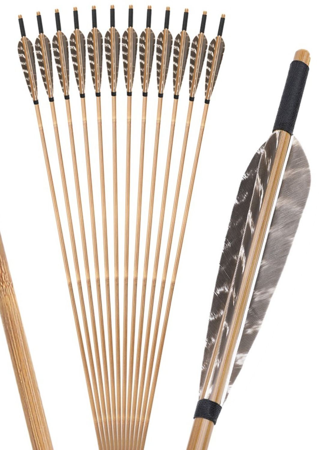 12X 33" Bamboo Arrows 5" Feather Handmade Archery Longbow Recurve Bow