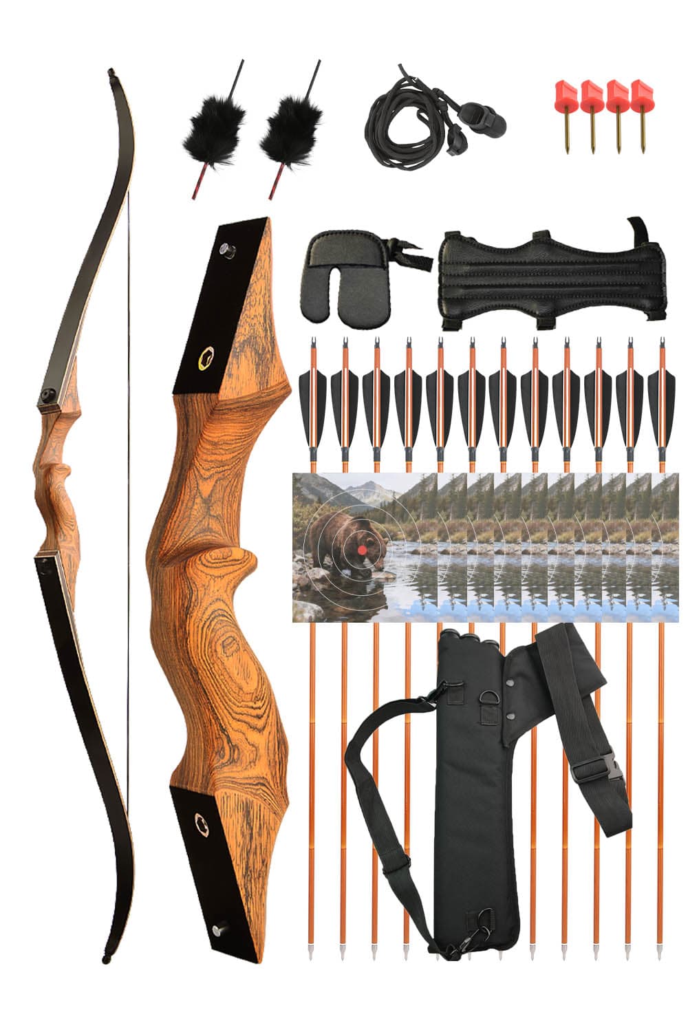 Black Hunter 20-60Lbs Takedown Hunting Recurve Bow Kit RH LH