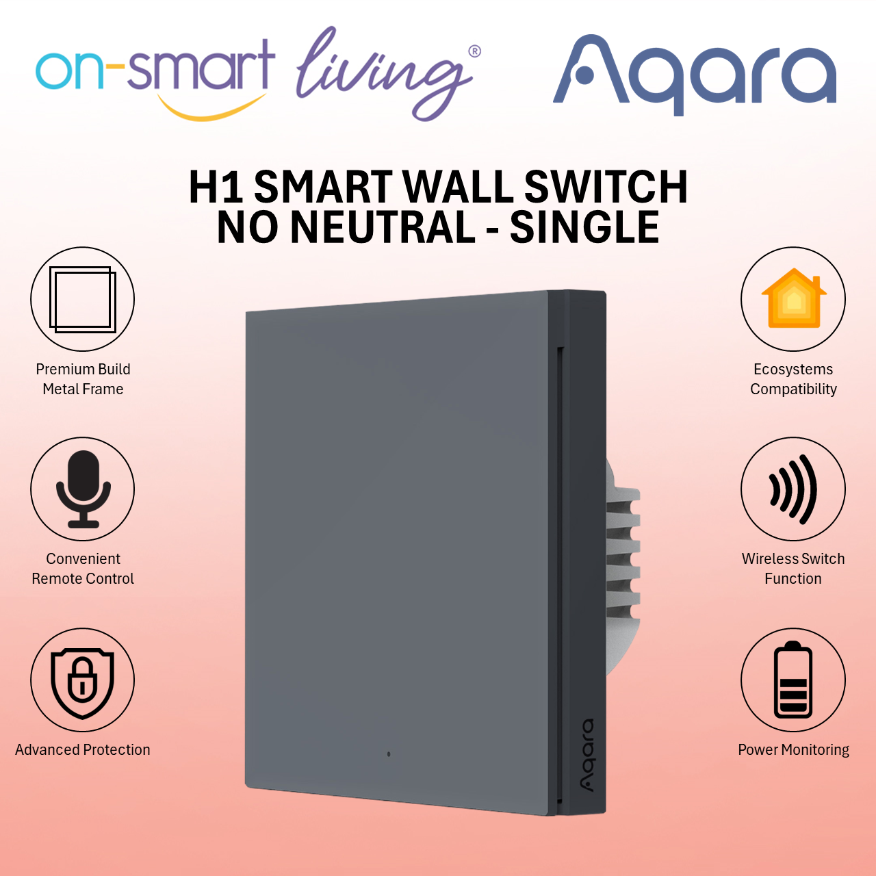 Aqara H1 Smart Wall Switch 3.0 NO Neutral (White) - Single, Double, Tr