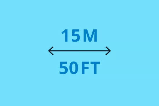 Wide connection range of 15m / 50ft