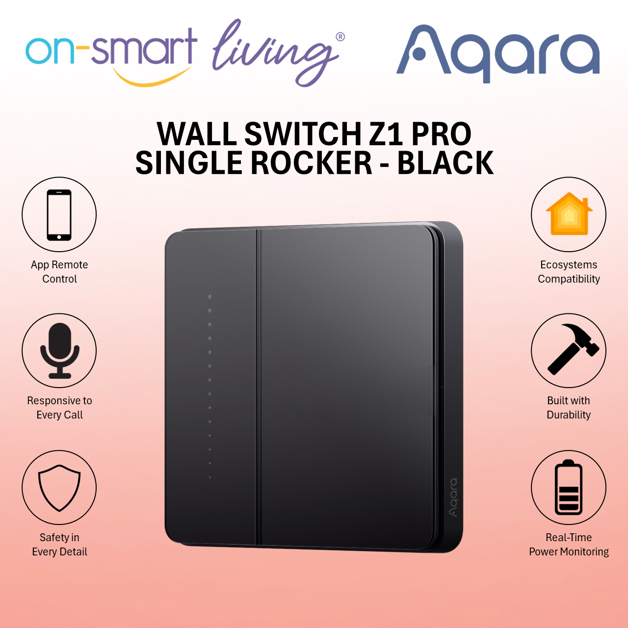 Aqara Smart Wall Switch Z1 Pro (Black /- Single, Double, Triple, Four