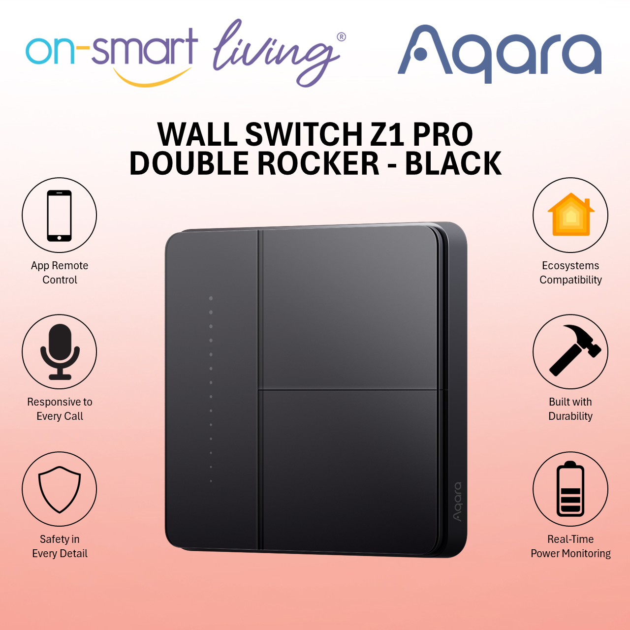 Aqara Smart Wall Switch Z1 Pro (Black / White) - Single, Double, Triple, Four Rocker