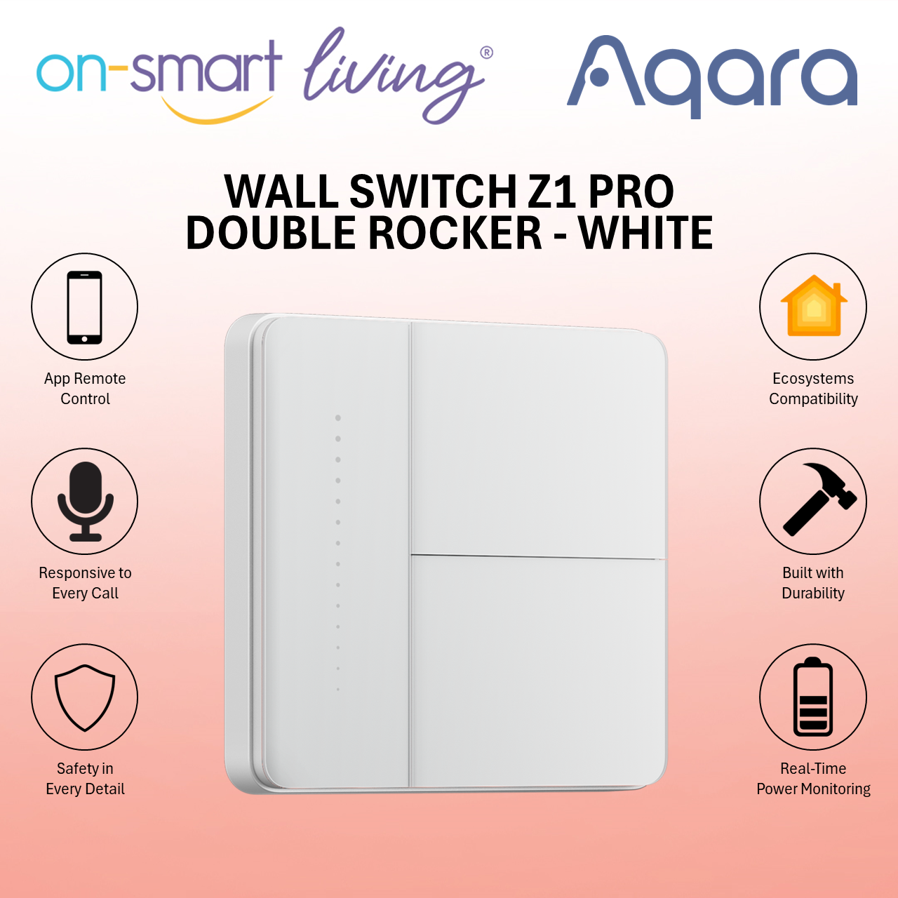 Aqara Smart Wall Switch Z1 Pro (Black / White) - Single, Double, Triple, Four Rocker