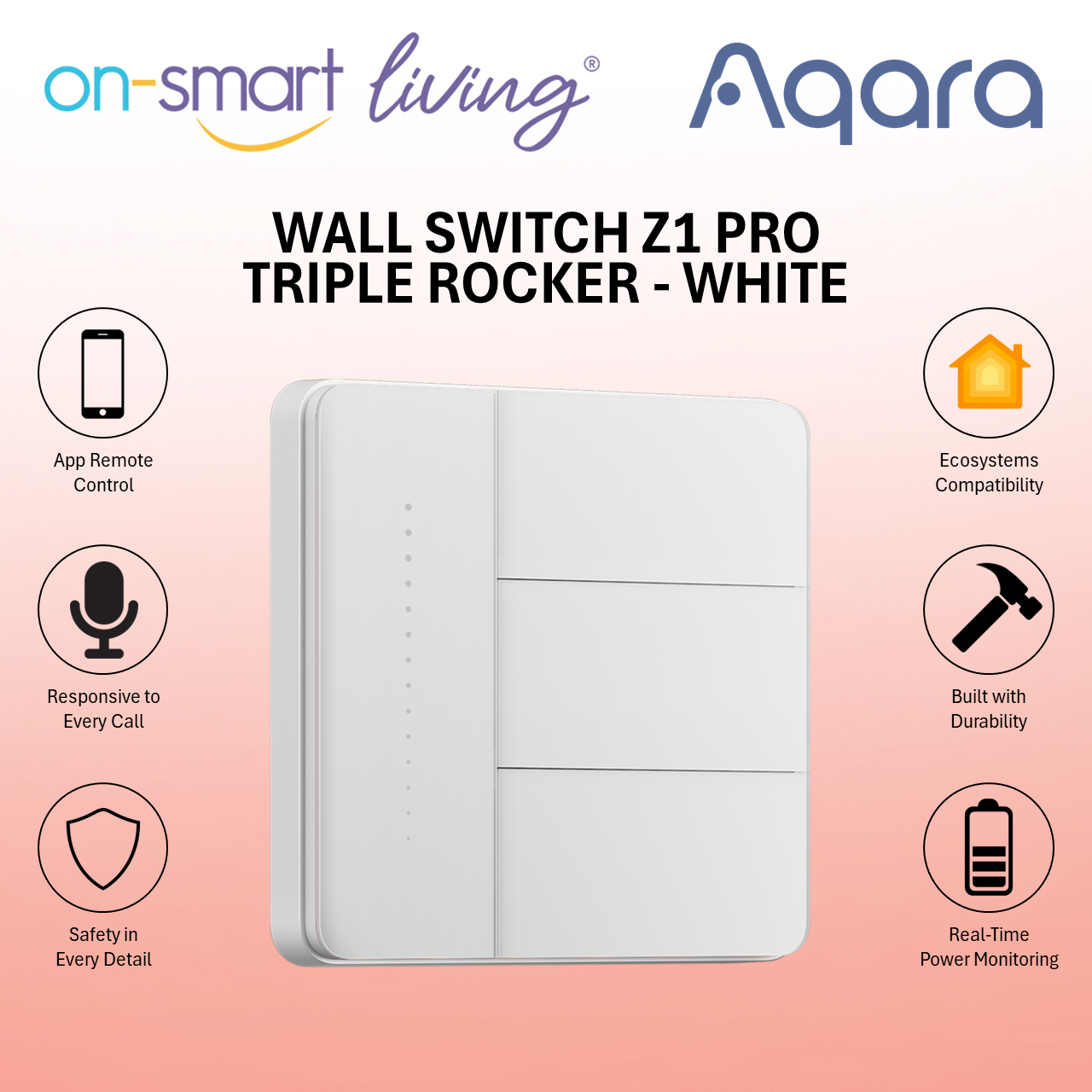 Aqara Smart Wall Switch Z1 Pro (Black / White) - Single, Double, Triple, Four Rocker