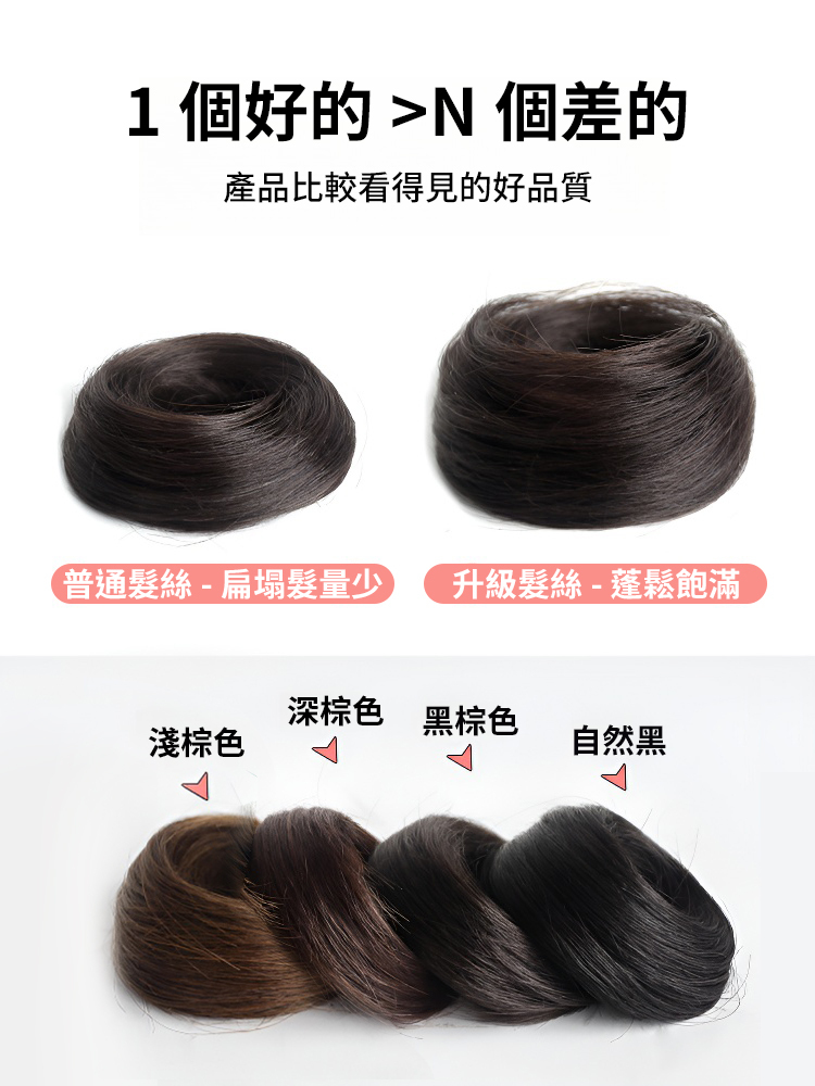 低札丸子頭假髮髮圈