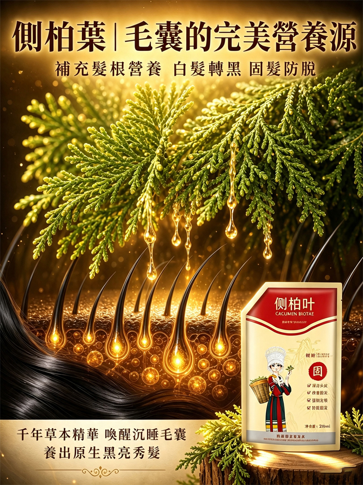 【喚醒毛囊 白髮剋星】告別染髮劑側柏葉養黑防脫洗髮水
