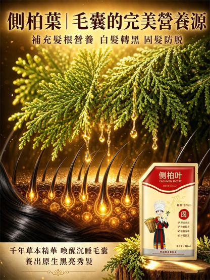 【喚醒毛囊 白髮剋星】告別染髮劑側柏葉養黑防脫洗髮水