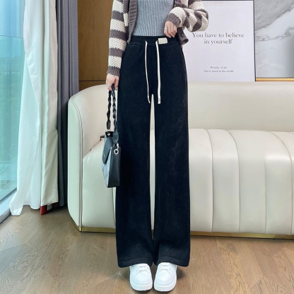 【秒變長腿】歐棉絨窄版直筒女褲