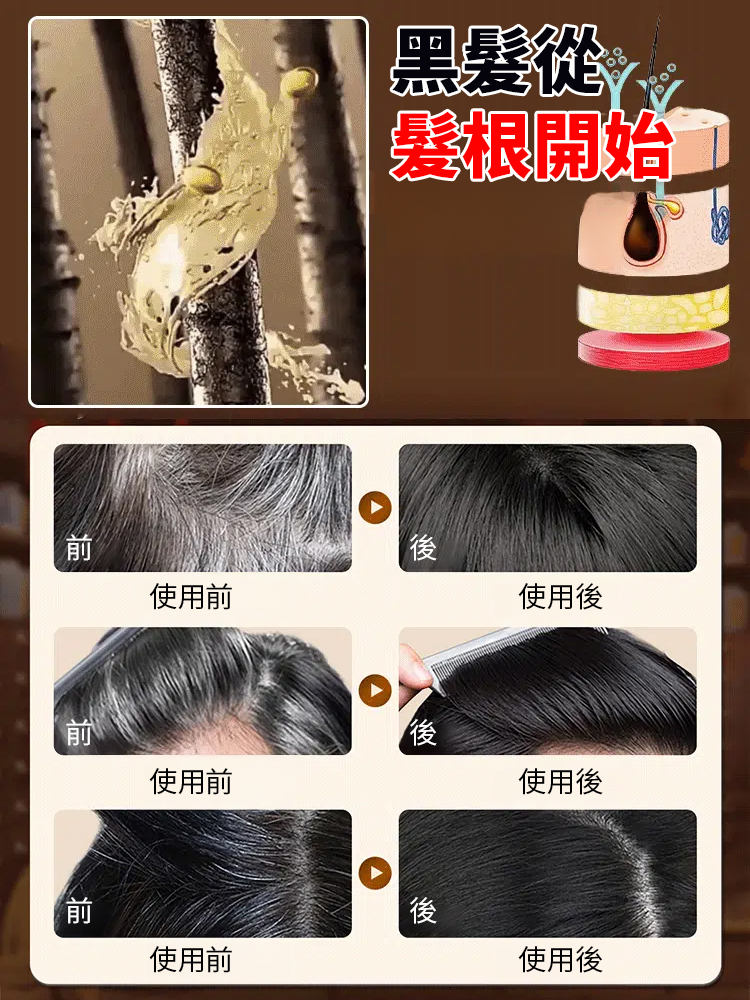 【白髮不再有】烏黑密髮片