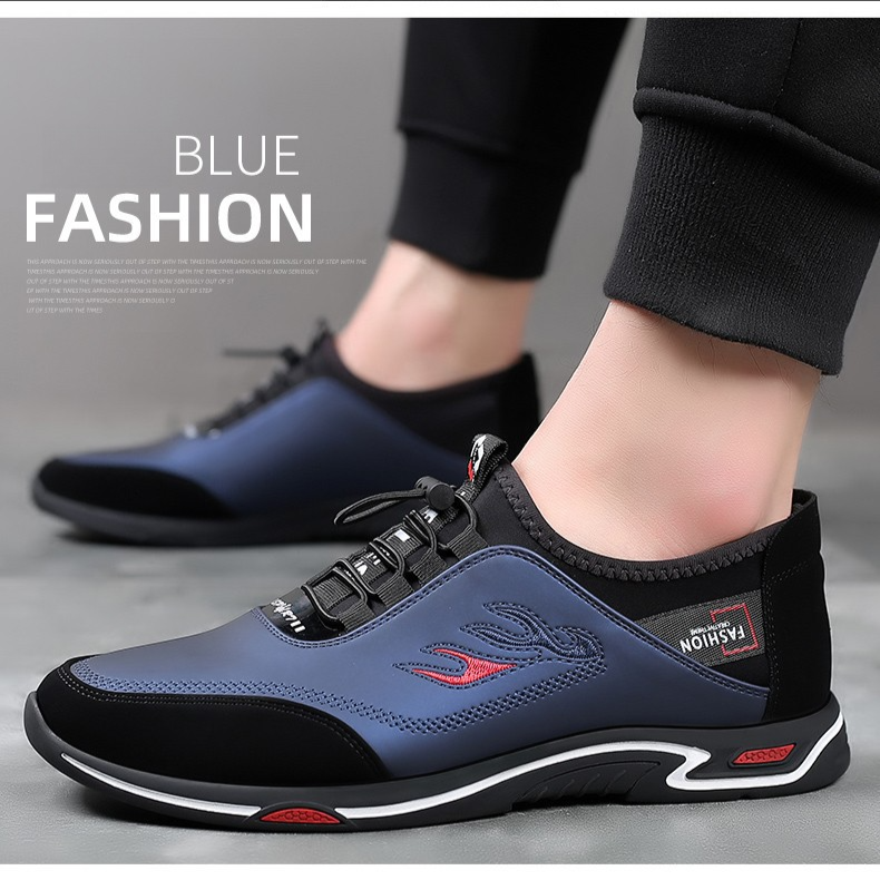 男士防滑皮面休閒鞋