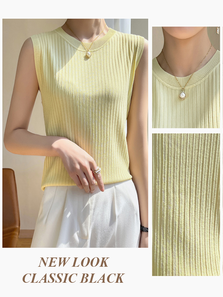 冰絲薄款針織衫無袖上衣