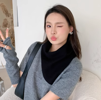 護衣領百搭針織三角巾