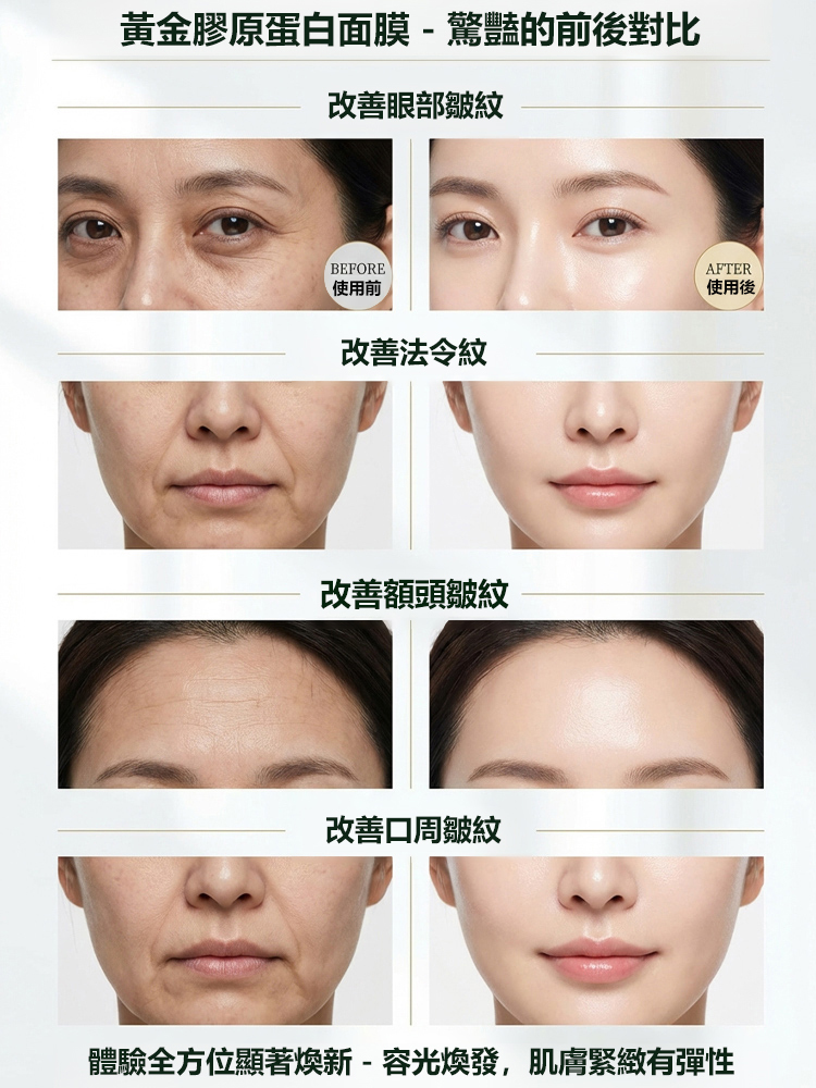 【抗老祛斑去皺】黃金膠原緊緻面膜