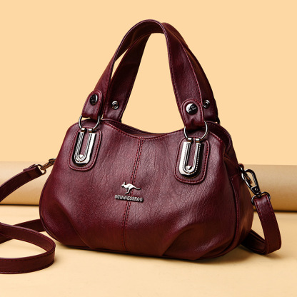 軟皮大容量多隔層單肩