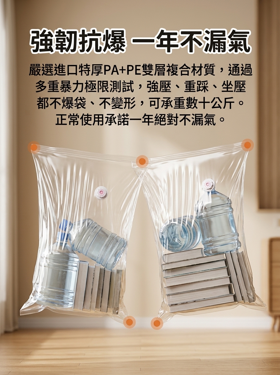 立體真空壓縮袋免抽氣