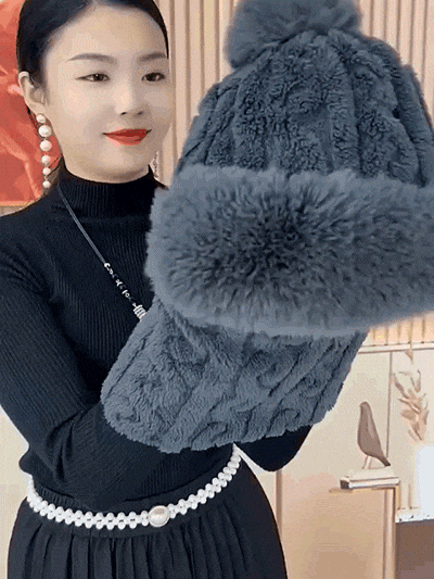 帽子圍脖一體加絨加厚保暖帽