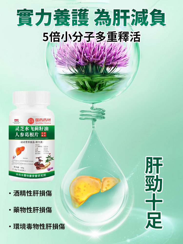靈芝水飛薊人參葛根片