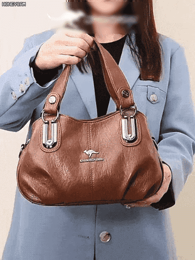 軟皮大容量多隔層單肩