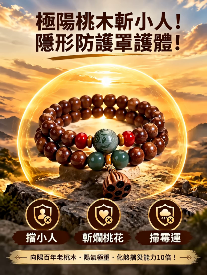桃木雙圈轉運手串