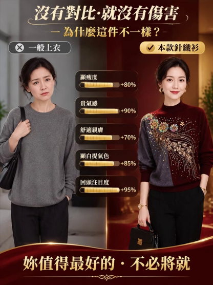 【奢華貴婦氣質】早秋重磅接重工珠繡針織衫