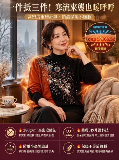 【奢華貴婦氣質】早秋重磅接重工珠繡針織衫
