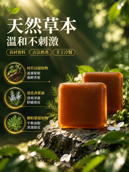 【烏黑亮麗洗回來】首烏草本天然萃取洗頭皂