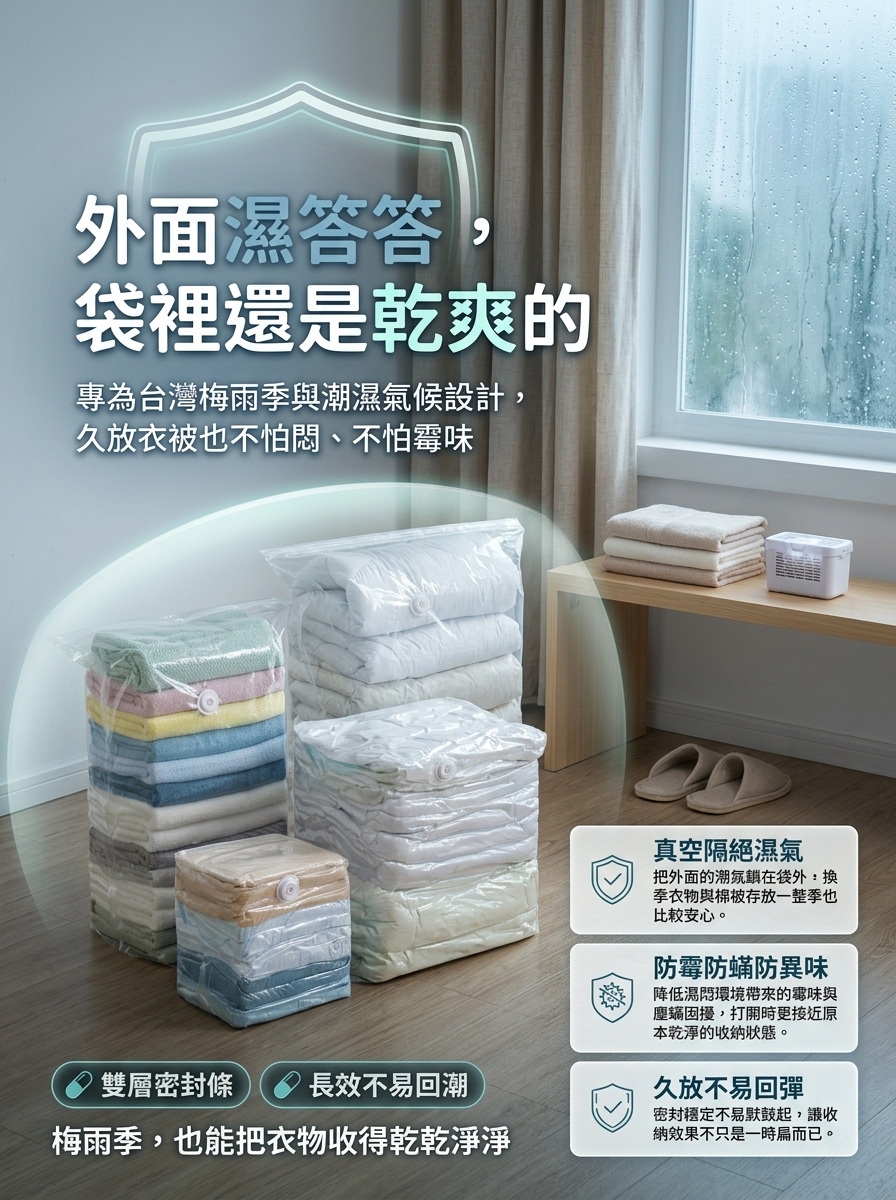 立體真空壓縮袋免抽氣