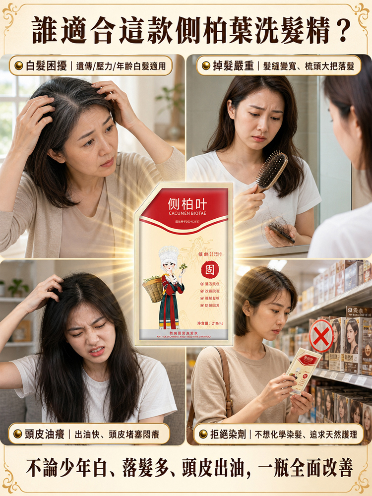 【喚醒毛囊 白髮剋星】告別染髮劑側柏葉養黑防脫洗髮水