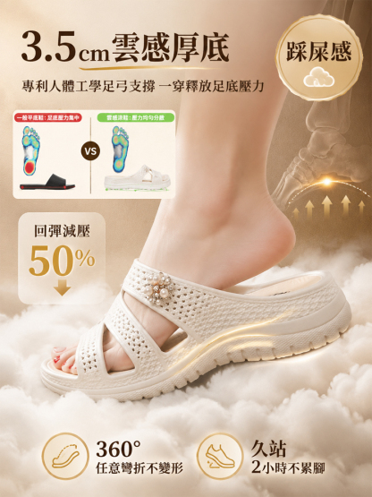 雲感珍珠減壓防滑涼鞋