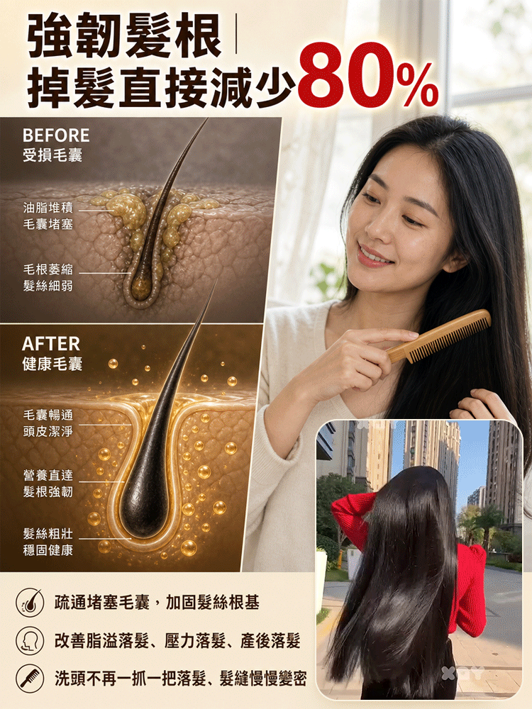 【喚醒毛囊 白髮剋星】告別染髮劑側柏葉養黑防脫洗髮水