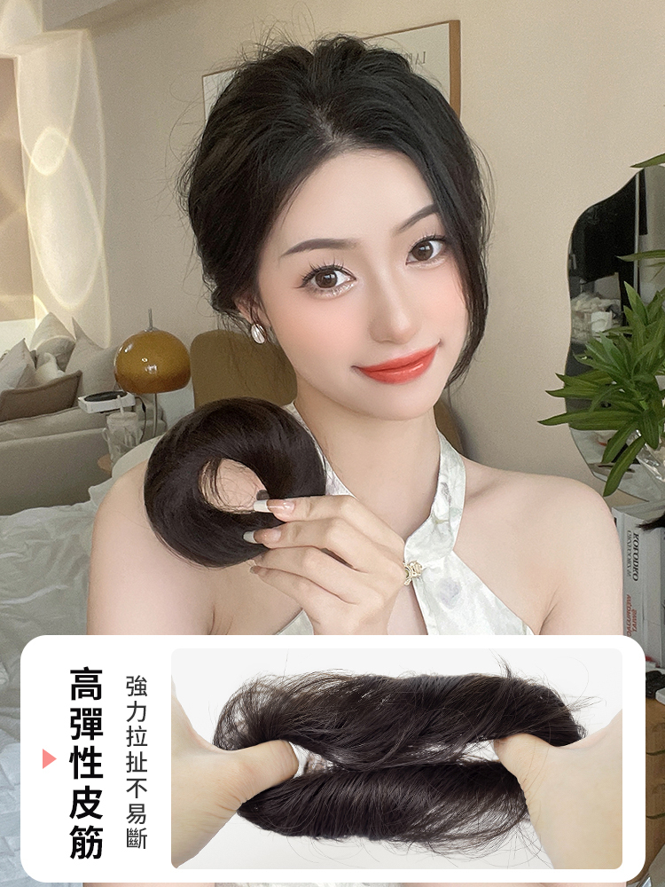 低札丸子頭假髮髮圈