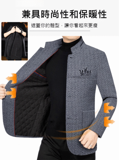 【時尚+保暖】男士加棉立領外套