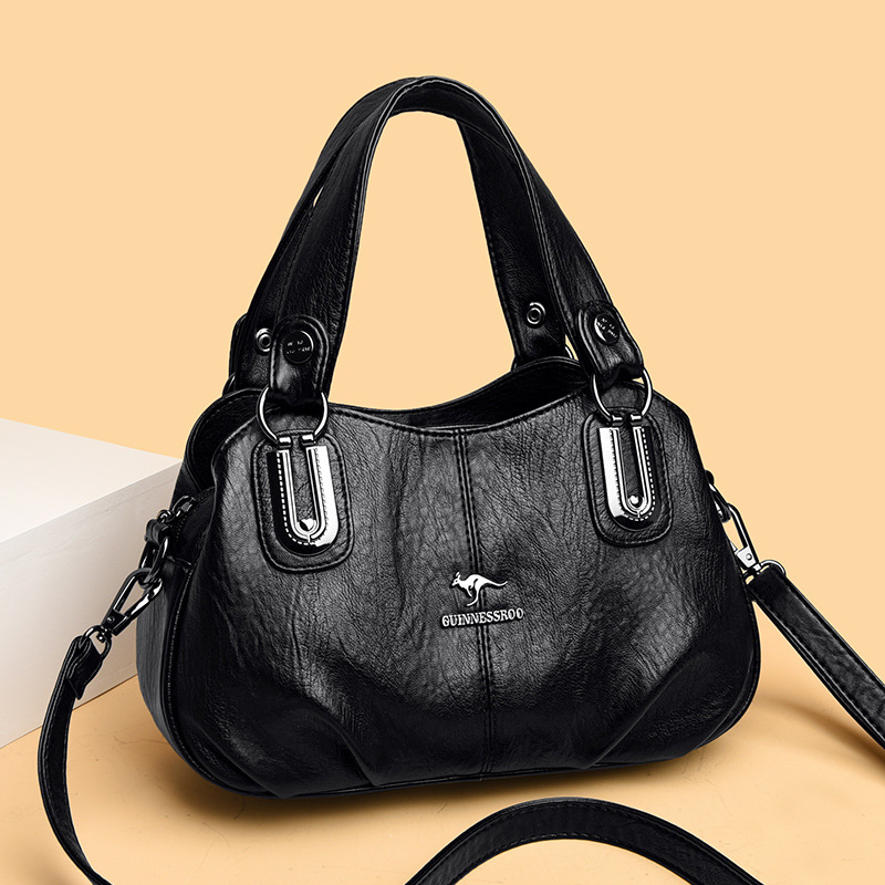 軟皮大容量多隔層單肩