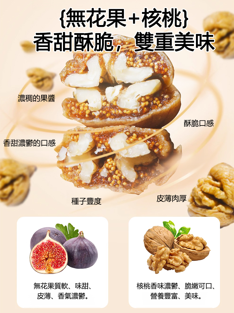 休閒零食無花果夾核桃仁果乾