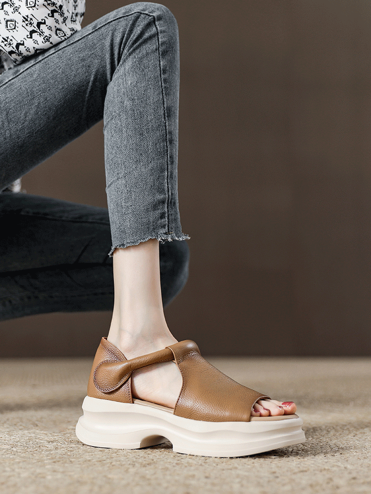 露趾韓版厚底坡跟涼鞋