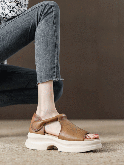 露趾韓版厚底坡跟涼鞋