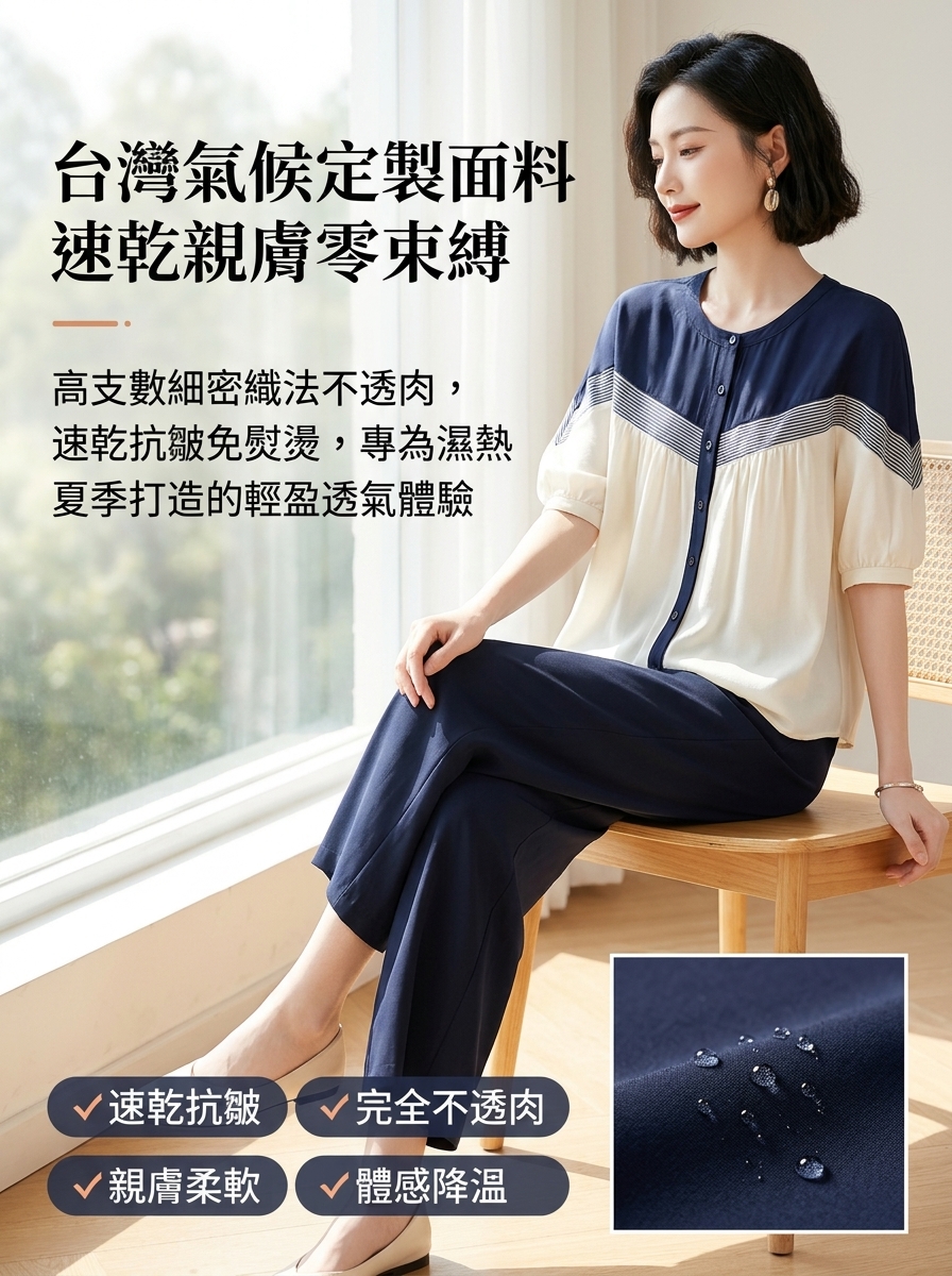 時尚顯瘦夏季拼色女士套裝
