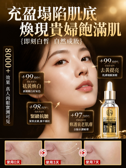 【全臉0皺紋】白樺樹汁人參黃金抗皺緊緻精華液