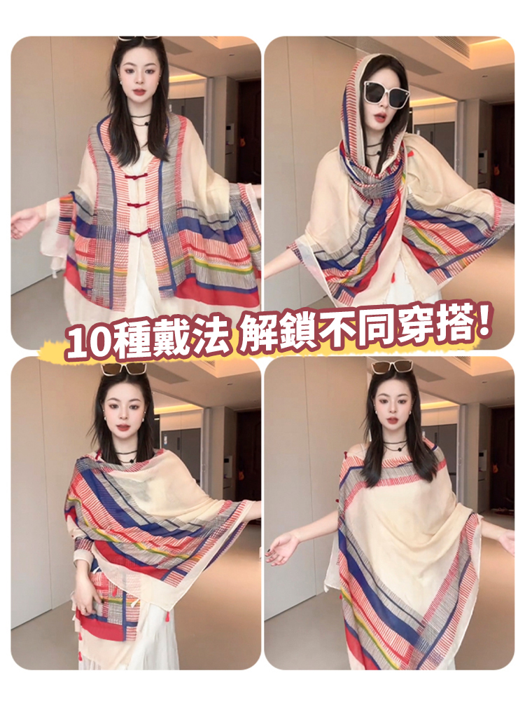 波西米亞印花旅遊盤扣披肩