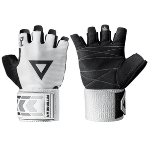 FITTERGEAR TRAINING GLOVES TRIANGLE WHITE  ถุงมือออกกำลังกายพร้อมสายรัดข้อมือ ถุงมือฟิตเนส ถุงมือยกน้ำหนัก