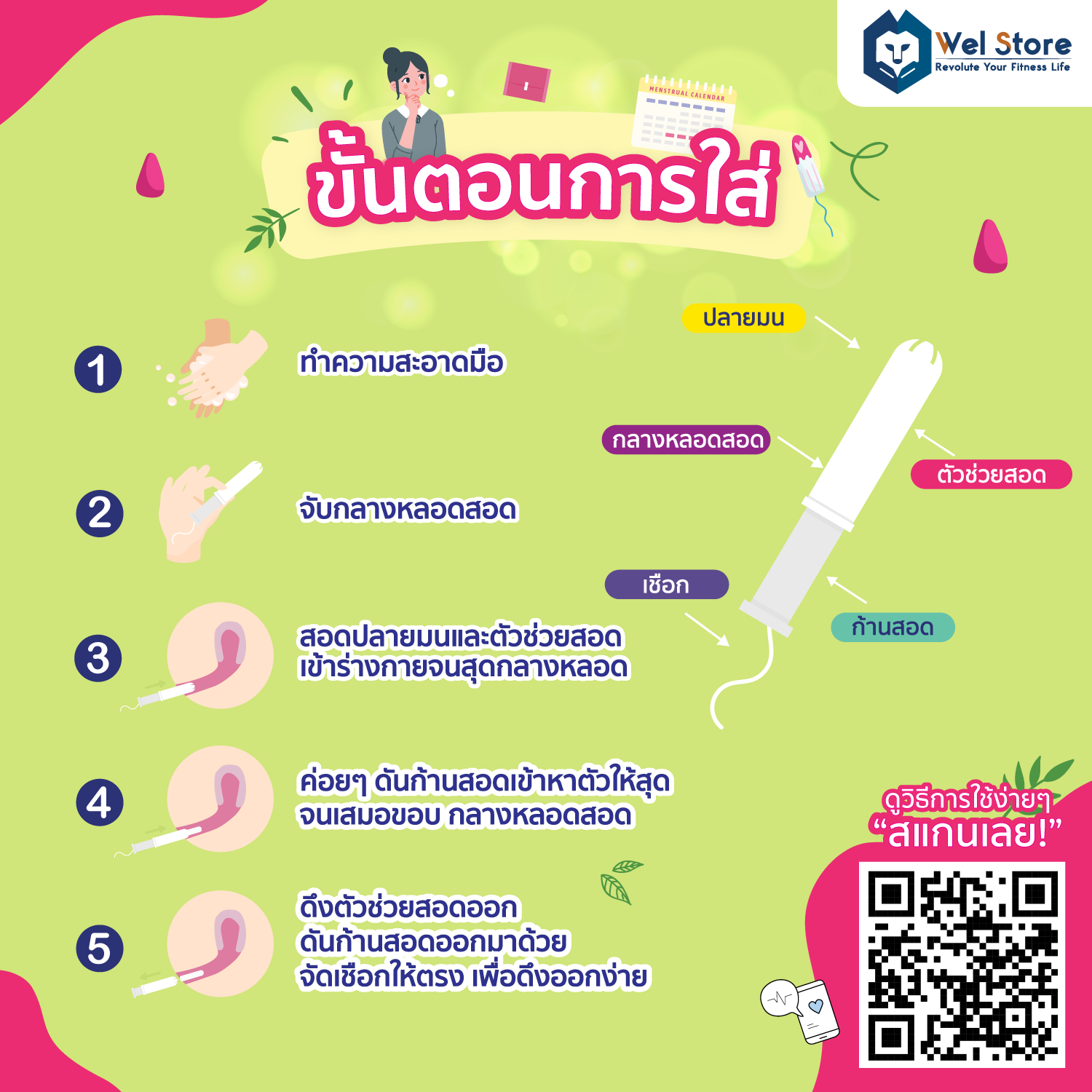 EVI MAE ORGANIC COTTON TAMPONS ผ้าอนามัยแบบสอด ออร์แกนิค