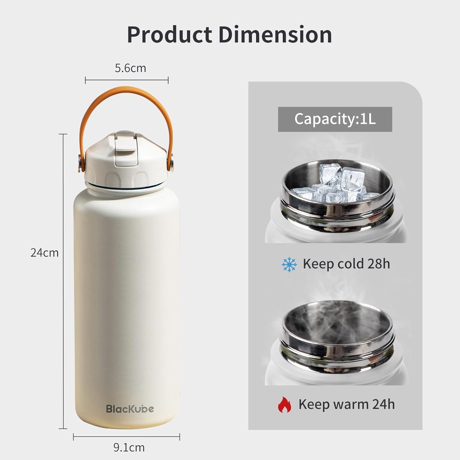 BLACKUBE DRINKMORE THERMOS CUP 1000 ML ขวดน้ำเก็บความเย็น