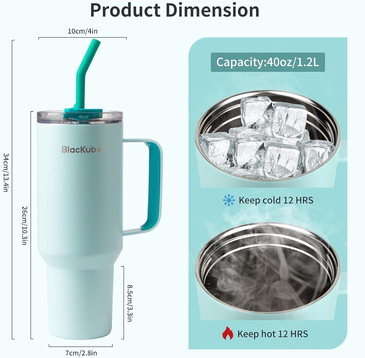 BLACKUBE TUMBLER THERMOS 1200 ML เเก้วน้ำเก็บความเย็น