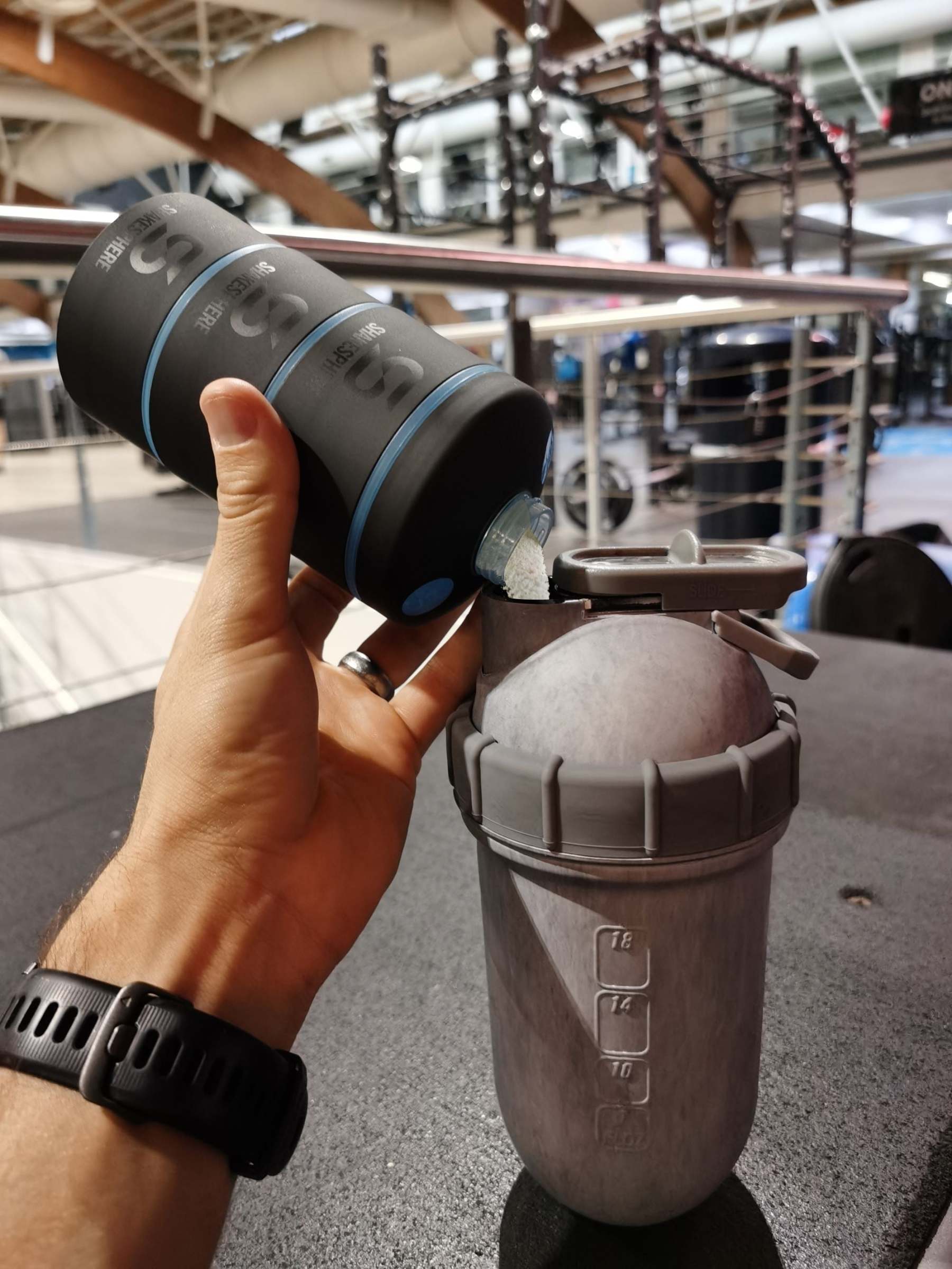 Shakesphere Protein Powder Stackable Storage Container 85g / 3oz Cyan Blue กล่องใส่ผงเวย์โปรตีน