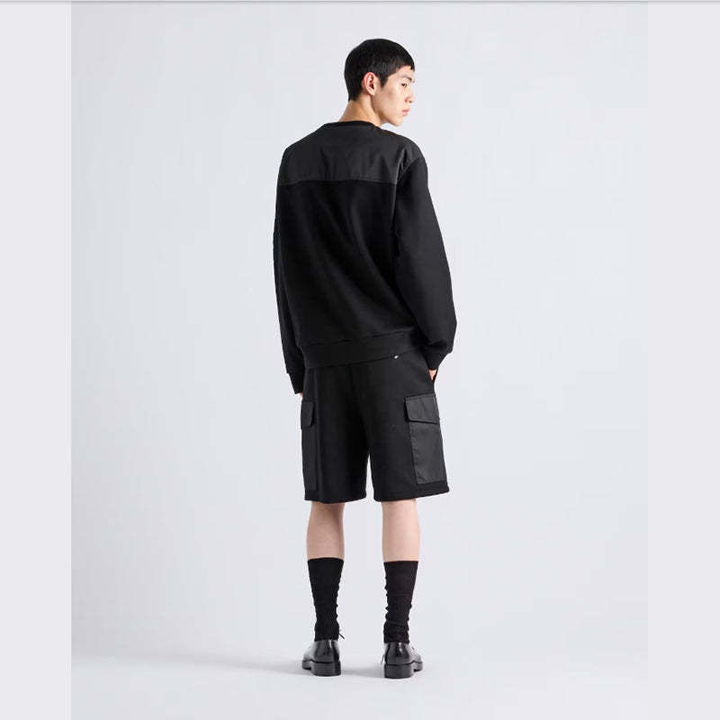 PRADA    コットンフリースとリサイクルナイロンのスウェットシャツ-最安値に挑戦中!!!