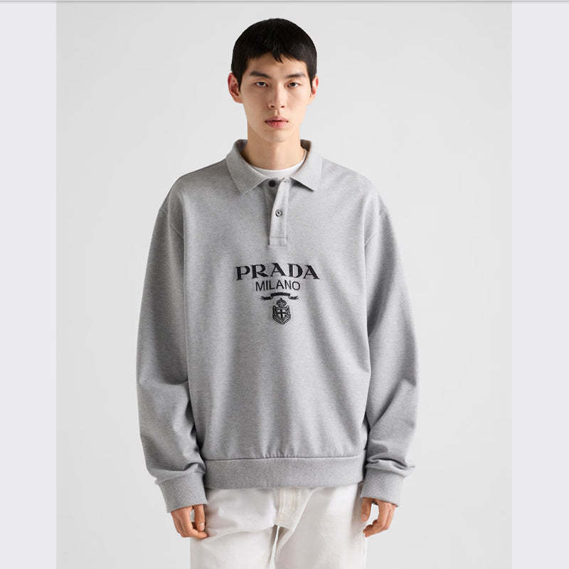 PRADA    長袖 コットン ポロシャツ-最安値に挑戦中!!!
