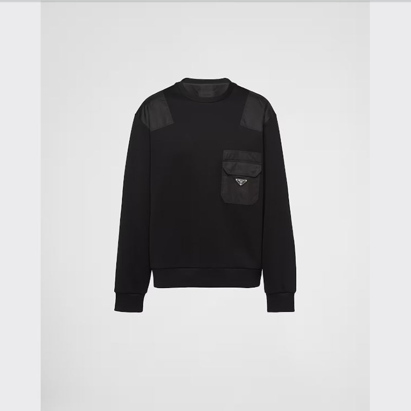 PRADA    Re-Nylonディテールコットンスウェットシャツ-最安値に挑戦中!!!