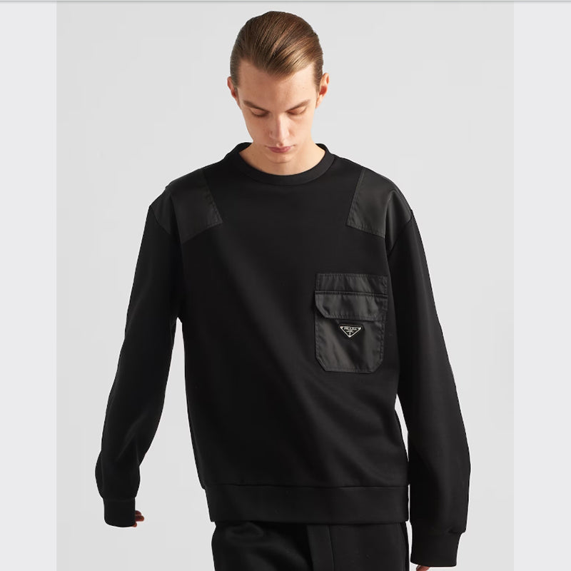 PRADA    Re-Nylonディテールコットンスウェットシャツ-最安値に挑戦中!!!