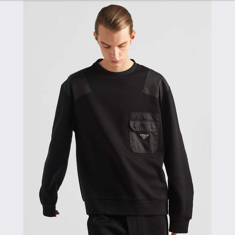 PRADA    Re-Nylonディテールコットンスウェットシャツ-最安値に挑戦中!!!