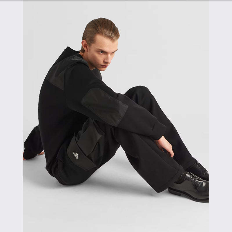 PRADA    Re-Nylonディテールコットンスウェットシャツ-最安値に挑戦中!!!